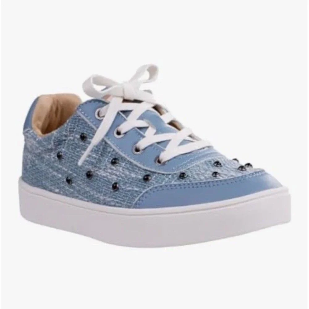 NWB Women’s Revitalign Belmont Pearl Blue Tweed Sneakers Size 7.5